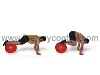 Fuerza abdominal: Flexión de cadera en apoyo de brazos sobre fit ball