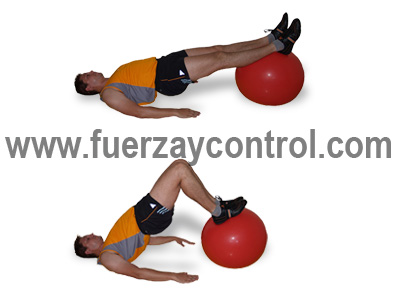 Fuerza de isquiotibiales: Flexión de rodillas sobre fitball tumbado boca arriba